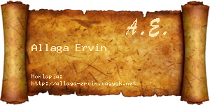 Allaga Ervin névjegykártya